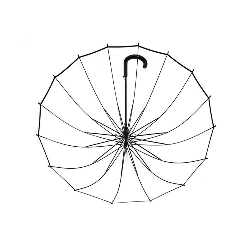 Lancoon Clear Bubble Umbrella 16 Ribs Big Size Windproof Auto Open See Through KS10Black - Image 2